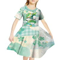 Personalized Japanese Kawaii Sushi Kid Short Sleeve Dress Green Wagara Palaka This Is How I Roll