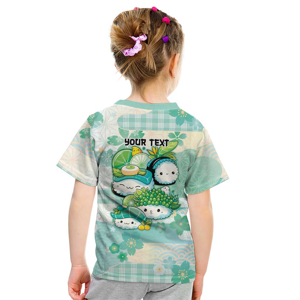 Personalized Japanese Kawaii Sushi Kid T Shirt Green Wagara Palaka This Is How I Roll