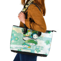 Japanese Kawaii Sushi Leather Tote Bag Green Wagara Palaka This Is How I Roll LT9 Green - Polynesian Pride