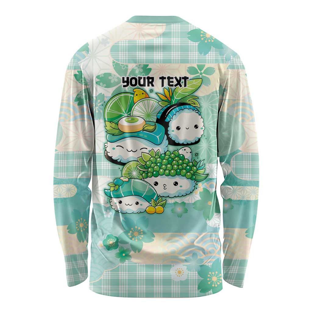 Personalized Japanese Kawaii Sushi Long Sleeve Shirt Green Wagara Palaka This Is How I Roll