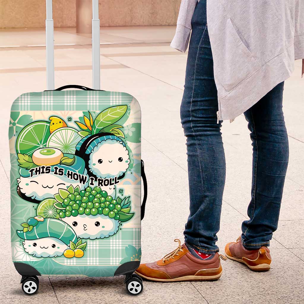 Japanese Kawaii Sushi Luggage Cover Green Wagara Palaka This Is How I Roll LT9 Green - Polynesian Pride