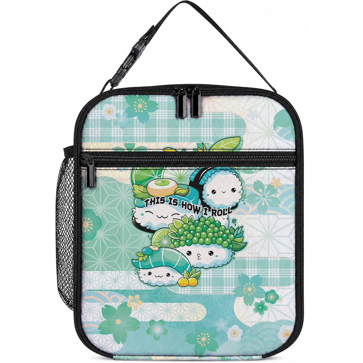 Japanese Kawaii Sushi Lunch Bag Green Wagara Palaka This Is How I Roll LT9 10.2 × 8.3 × 4.3 inch Green - Polynesian Pride