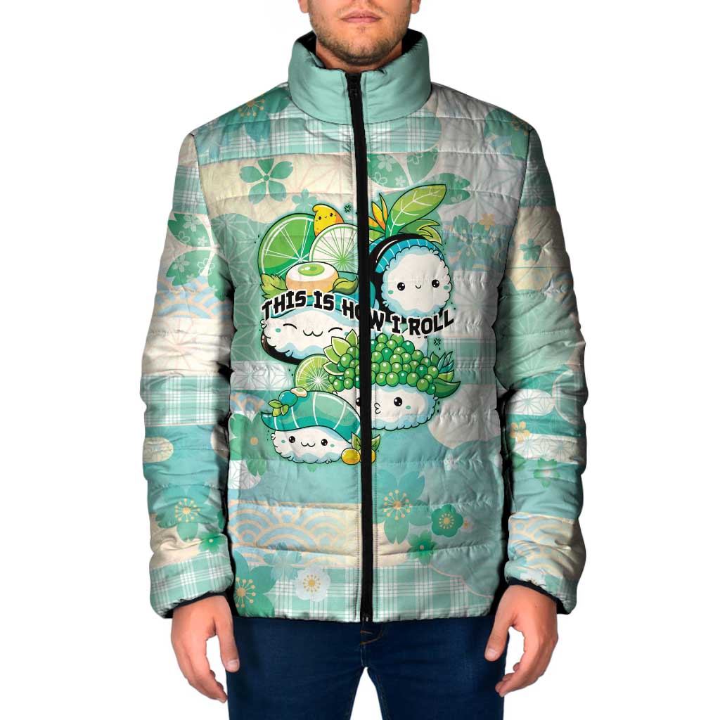 Personalized Japanese Kawaii Sushi Padded Jacket Green Wagara Palaka This Is How I Roll