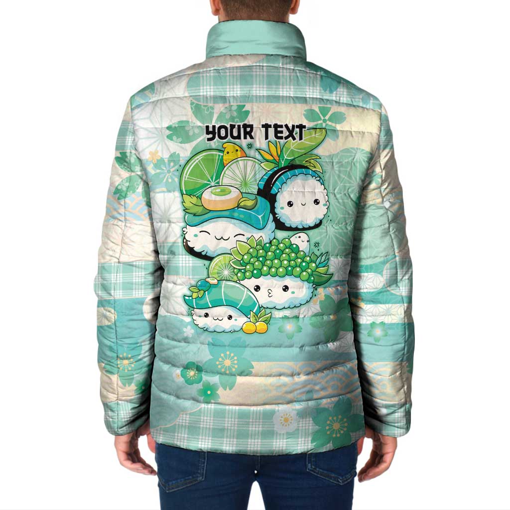 Personalized Japanese Kawaii Sushi Padded Jacket Green Wagara Palaka This Is How I Roll