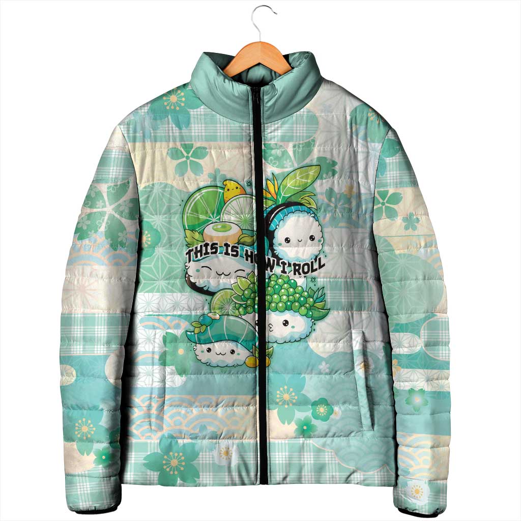 Personalized Japanese Kawaii Sushi Padded Jacket Green Wagara Palaka This Is How I Roll