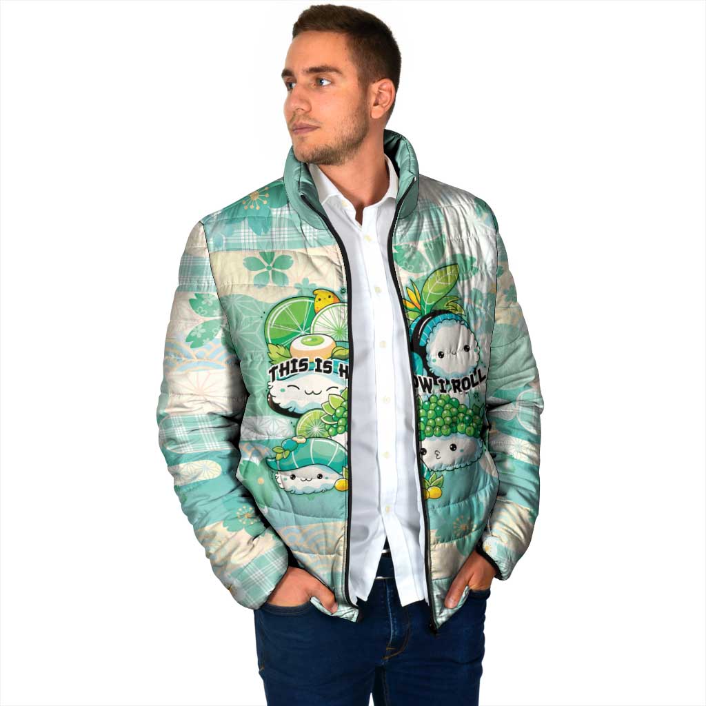 Personalized Japanese Kawaii Sushi Padded Jacket Green Wagara Palaka This Is How I Roll