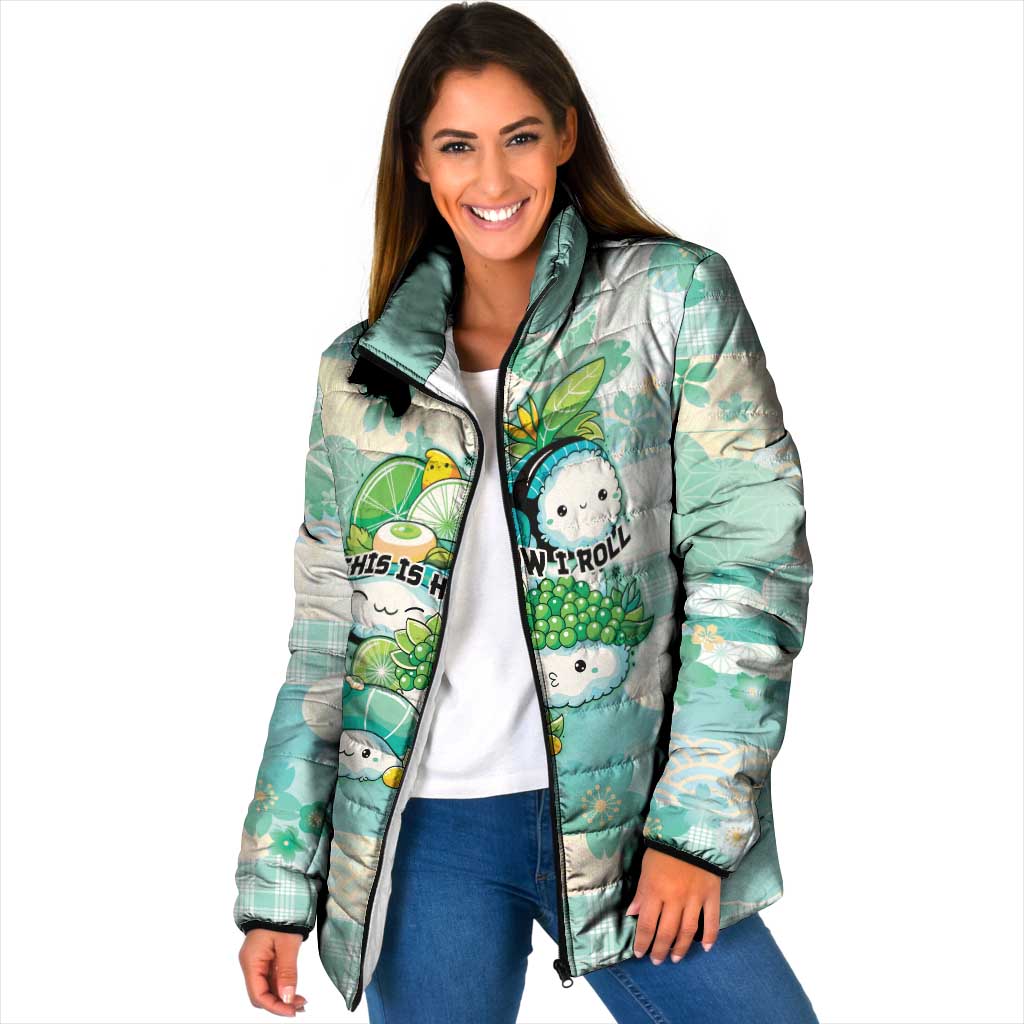 Personalized Japanese Kawaii Sushi Padded Jacket Green Wagara Palaka This Is How I Roll
