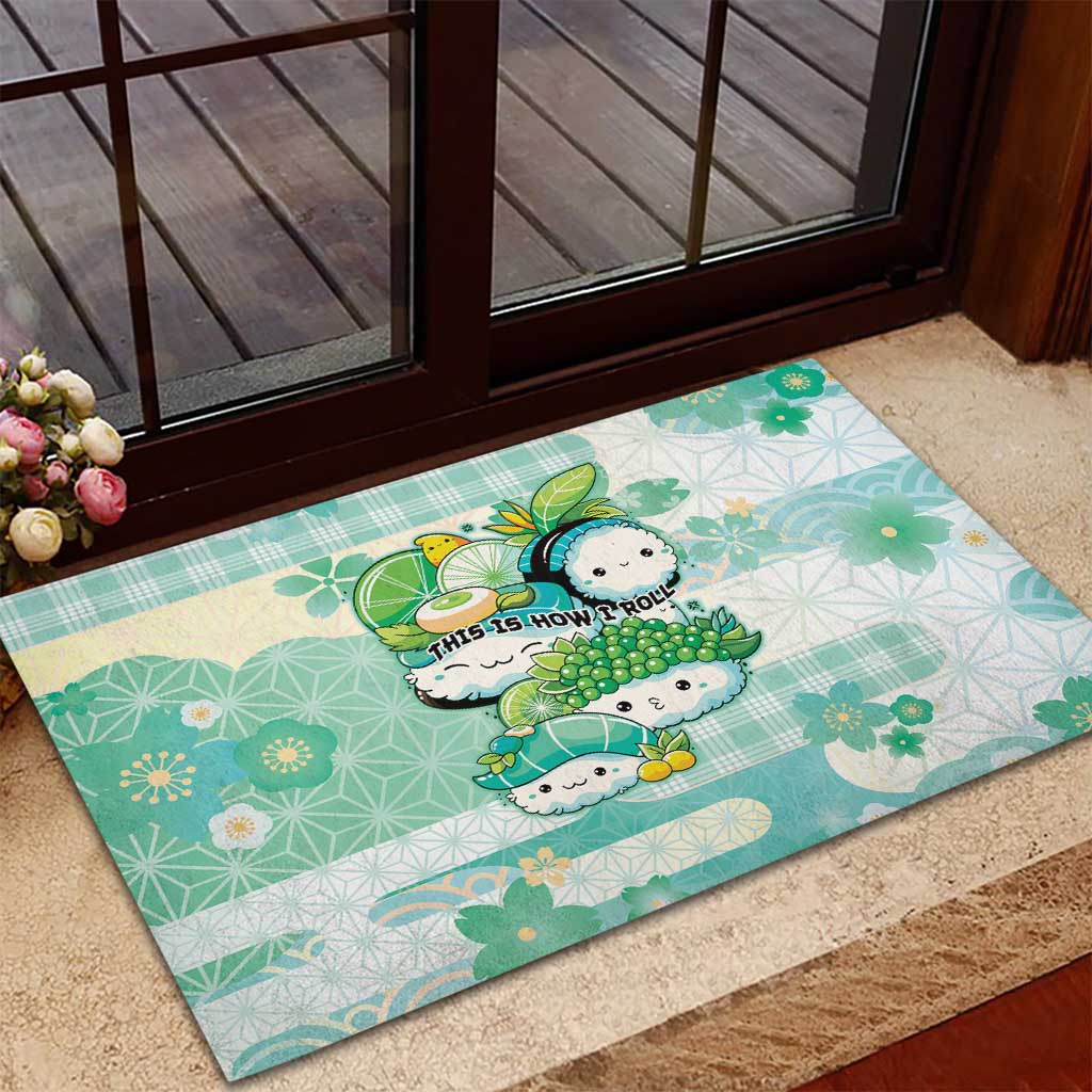 Japanese Kawaii Sushi Rubber Doormat Green Wagara Palaka This Is How I Roll