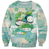 Personalized Japanese Kawaii Sushi Sweatshirt Green Wagara Palaka This Is How I Roll