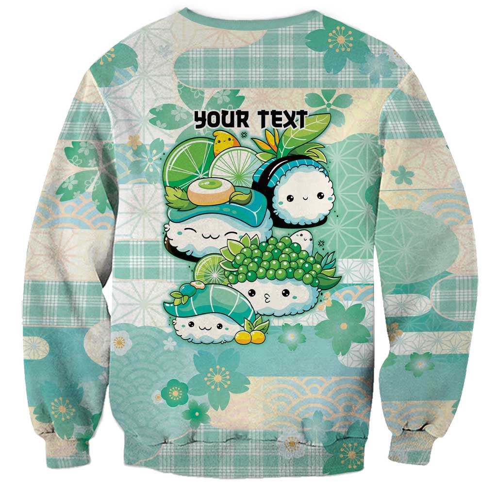 Personalized Japanese Kawaii Sushi Sweatshirt Green Wagara Palaka This Is How I Roll