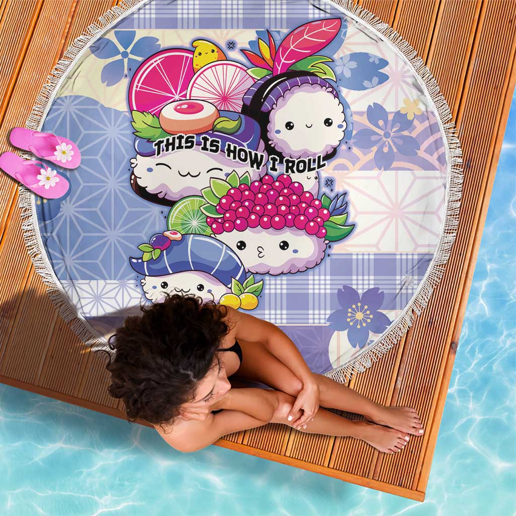 Japanese Kawaii Sushi Beach Blanket Blue Wagara Palaka This Is How I Roll