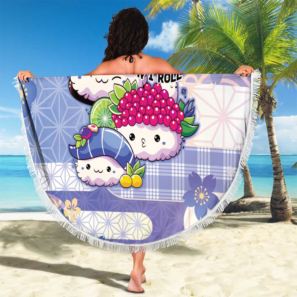 Japanese Kawaii Sushi Beach Blanket Blue Wagara Palaka This Is How I Roll