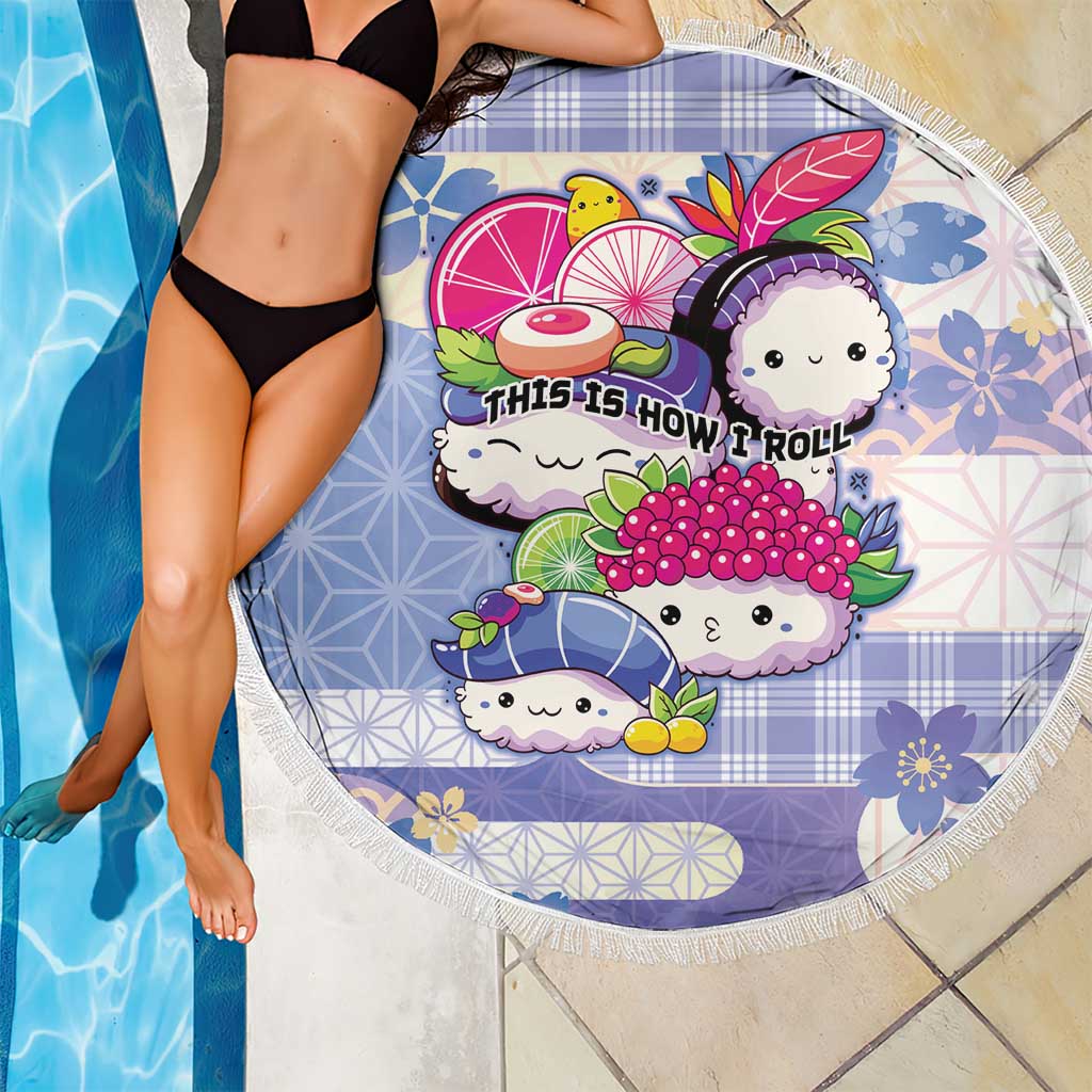 Japanese Kawaii Sushi Beach Blanket Blue Wagara Palaka This Is How I Roll
