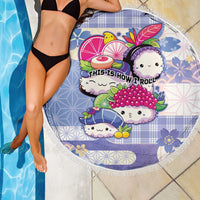 Japanese Kawaii Sushi Beach Blanket Blue Wagara Palaka This Is How I Roll