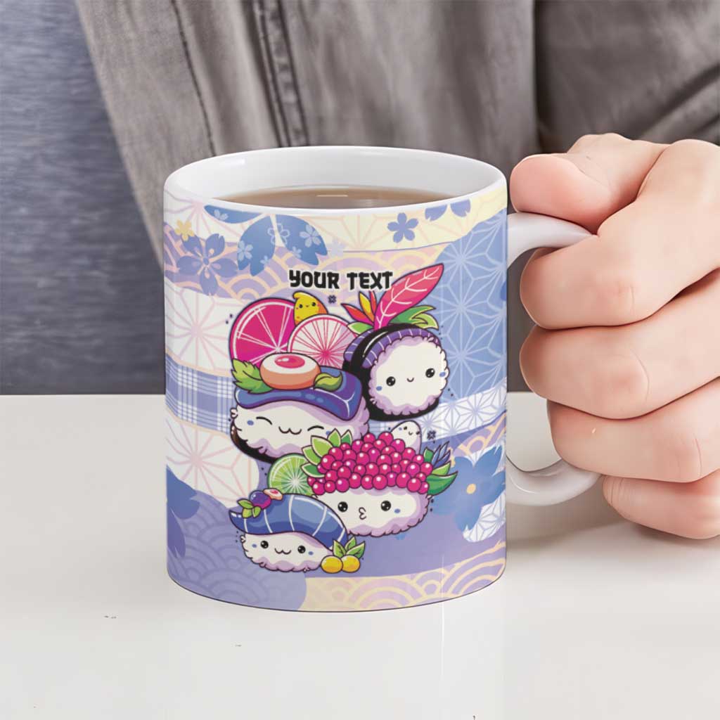 Personalized Japanese Kawaii Sushi Ceramic Mug Blue Wagara Palaka This Is How I Roll