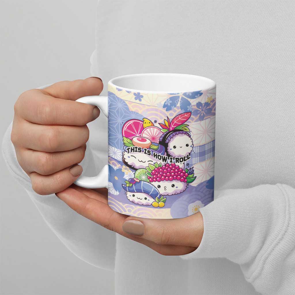 Personalized Japanese Kawaii Sushi Ceramic Mug Blue Wagara Palaka This Is How I Roll