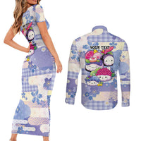 Personalized Japanese Kawaii Sushi Couples Matching Short Sleeve Bodycon Dress and Long Sleeve Button Shirt Blue Wagara Palaka This Is How I Roll LT9 - Polynesian Pride