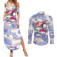 Personalized Japanese Kawaii Sushi Couples Matching Summer Maxi Dress and Long Sleeve Button Shirt Blue Wagara Palaka This Is How I Roll LT9 Blue - Polynesian Pride