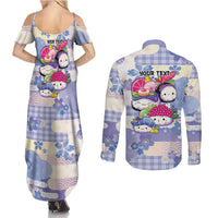 Personalized Japanese Kawaii Sushi Couples Matching Summer Maxi Dress and Long Sleeve Button Shirt Blue Wagara Palaka This Is How I Roll LT9 - Polynesian Pride