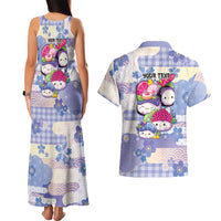 Personalized Japanese Kawaii Sushi Couples Matching Tank Maxi Dress and Hawaiian Shirt Blue Wagara Palaka This Is How I Roll