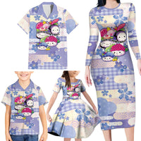 Personalized Japanese Kawaii Sushi Family Matching Long Sleeve Bodycon Dress and Hawaiian Shirt Blue Wagara Palaka This Is How I Roll