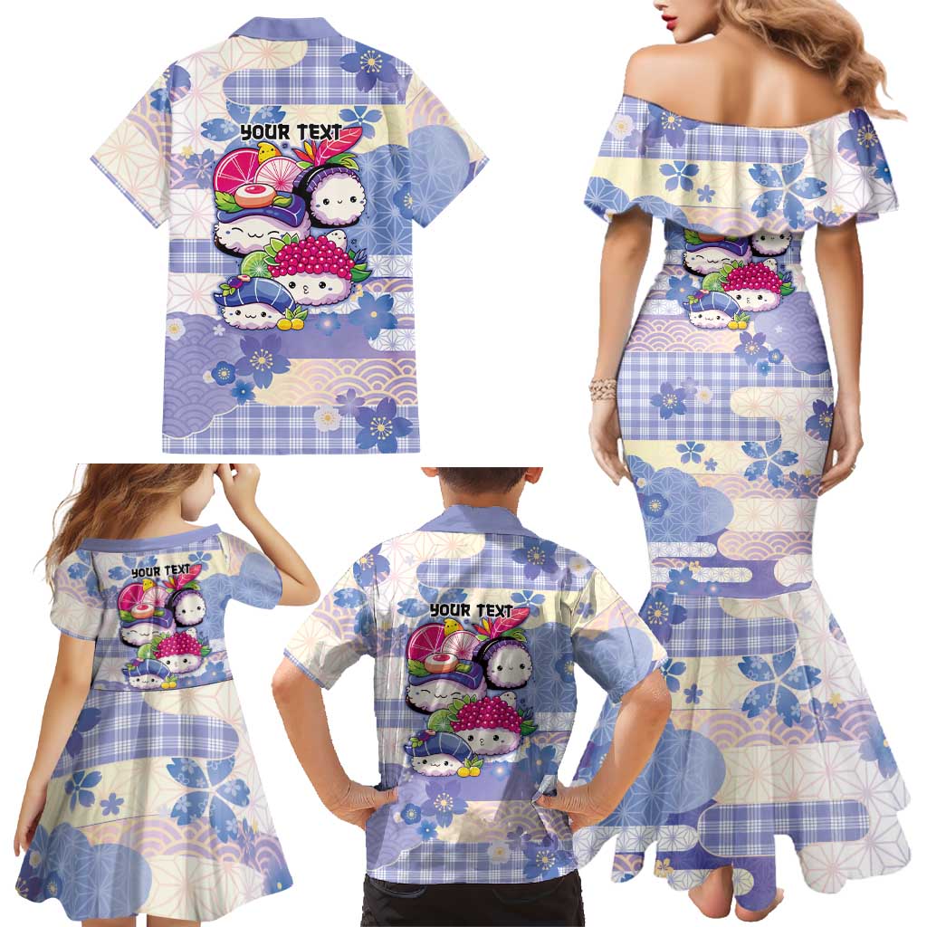 Personalized Japanese Kawaii Sushi Family Matching Mermaid Dress and Hawaiian Shirt Blue Wagara Palaka This Is How I Roll