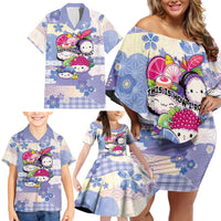 Personalized Japanese Kawaii Sushi Family Matching Off Shoulder Short Dress and Hawaiian Shirt Blue Wagara Palaka This Is How I Roll