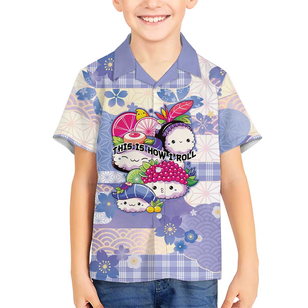 Personalized Japanese Kawaii Sushi Family Matching Short Sleeve Bodycon Dress and Hawaiian Shirt Blue Wagara Palaka This Is How I Roll