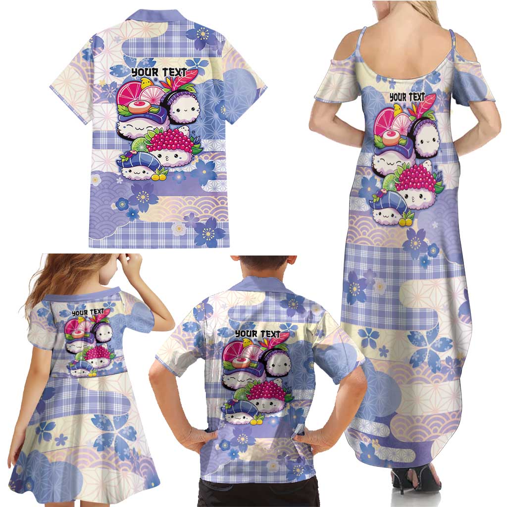 Personalized Japanese Kawaii Sushi Family Matching Summer Maxi Dress and Hawaiian Shirt Blue Wagara Palaka This Is How I Roll