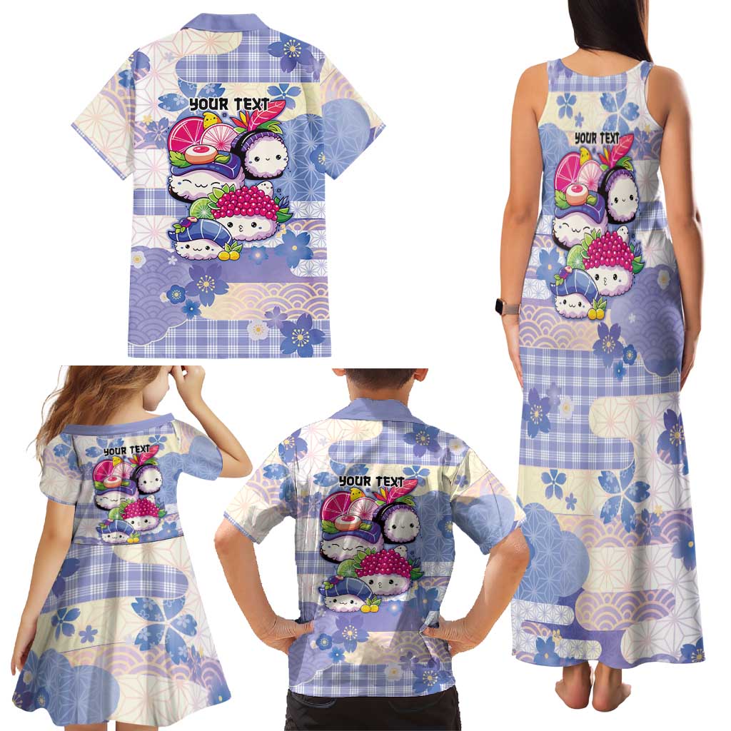 Personalized Japanese Kawaii Sushi Family Matching Tank Maxi Dress and Hawaiian Shirt Blue Wagara Palaka This Is How I Roll