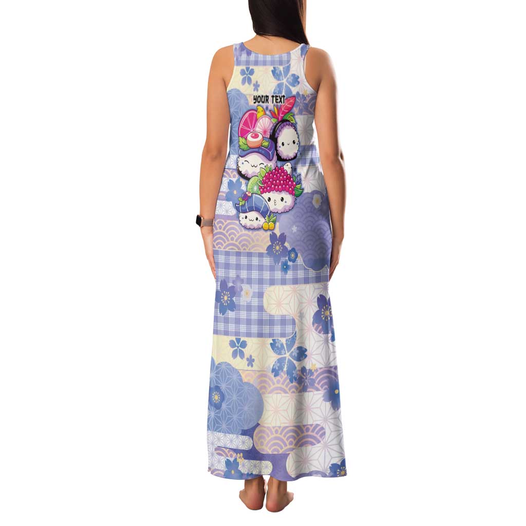 Personalized Japanese Kawaii Sushi Family Matching Tank Maxi Dress and Hawaiian Shirt Blue Wagara Palaka This Is How I Roll