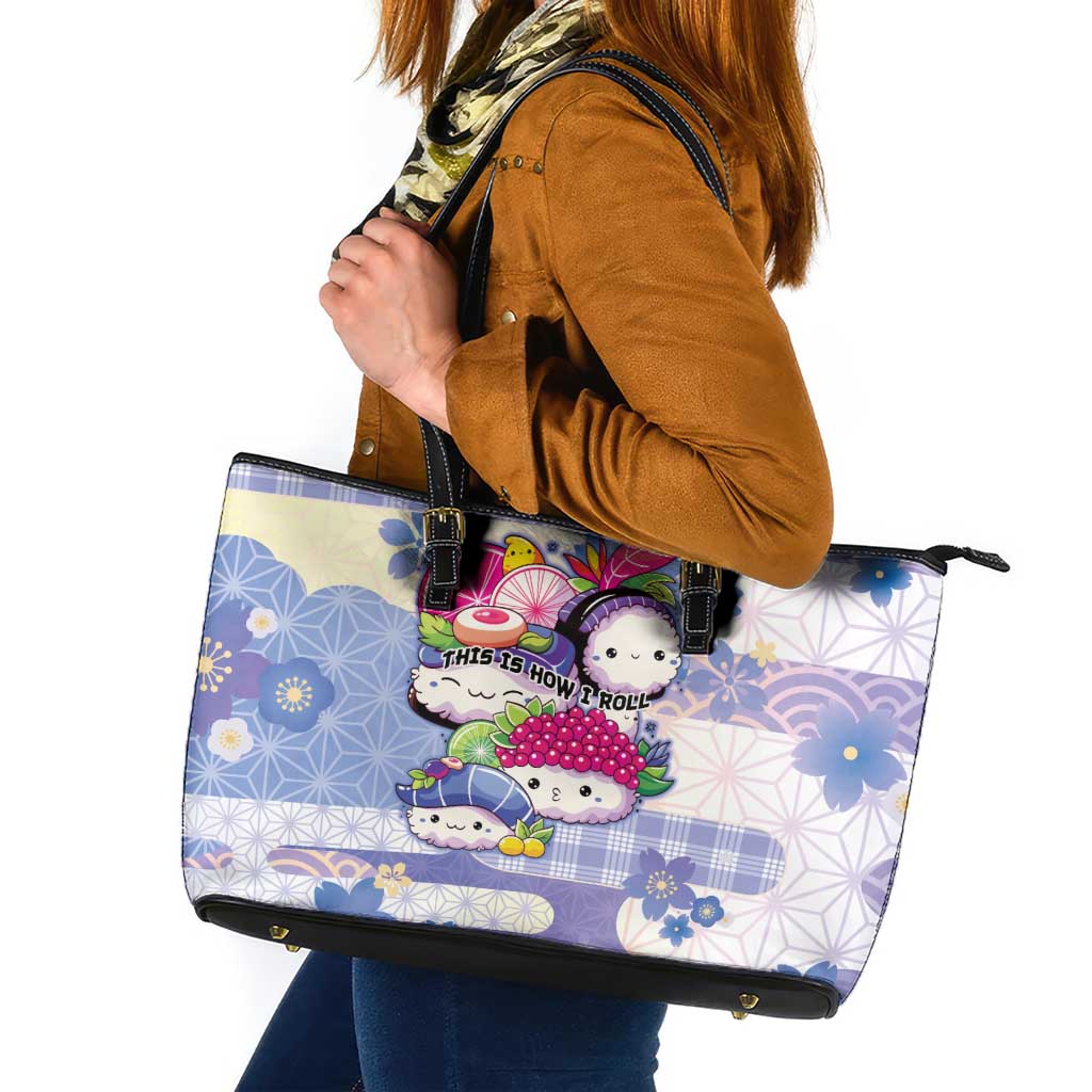 Japanese Kawaii Sushi Leather Tote Bag Blue Wagara Palaka This Is How I Roll