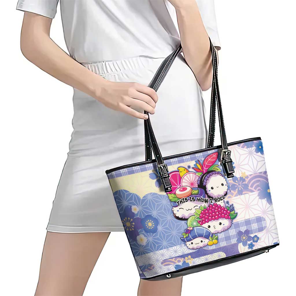 Japanese Kawaii Sushi Leather Tote Bag Blue Wagara Palaka This Is How I Roll