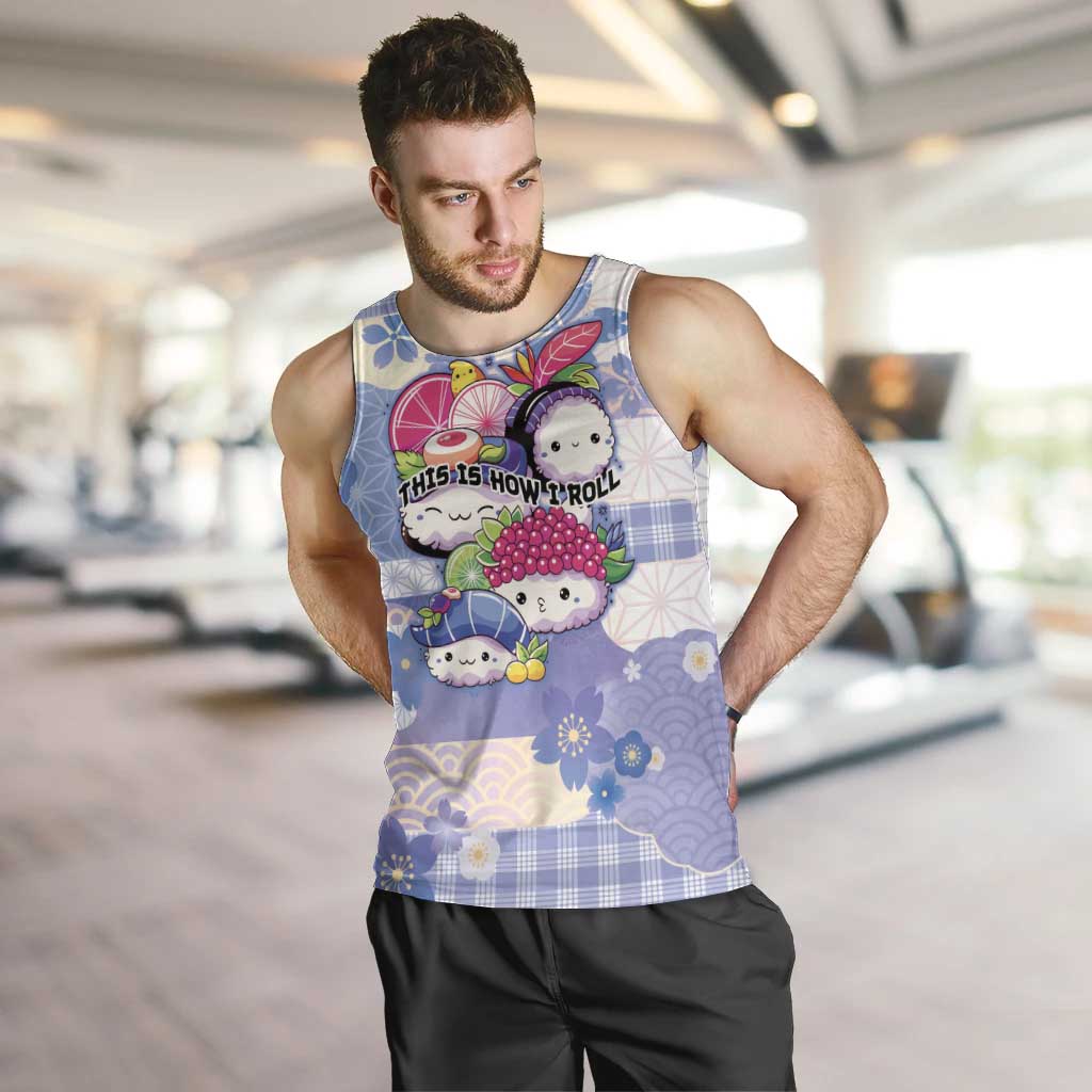 Personalized Japanese Kawaii Sushi Men Tank Top Blue Wagara Palaka This Is How I Roll LT9 Blue - Polynesian Pride