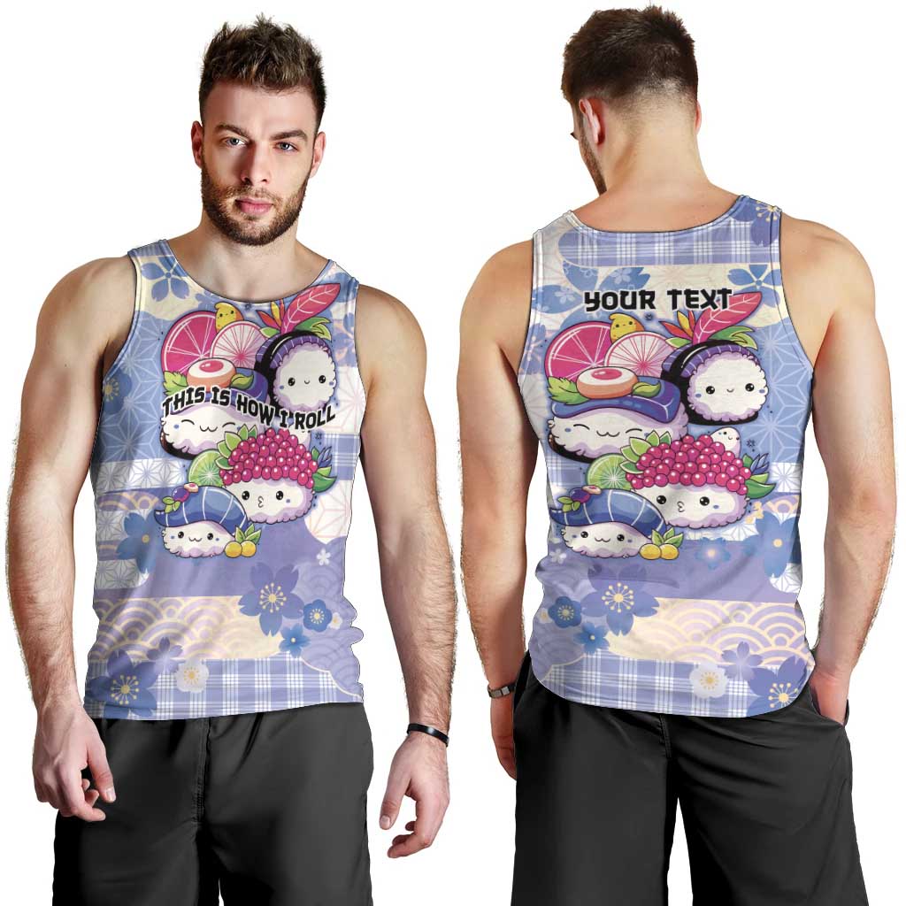 Personalized Japanese Kawaii Sushi Men Tank Top Blue Wagara Palaka This Is How I Roll LT9 - Polynesian Pride
