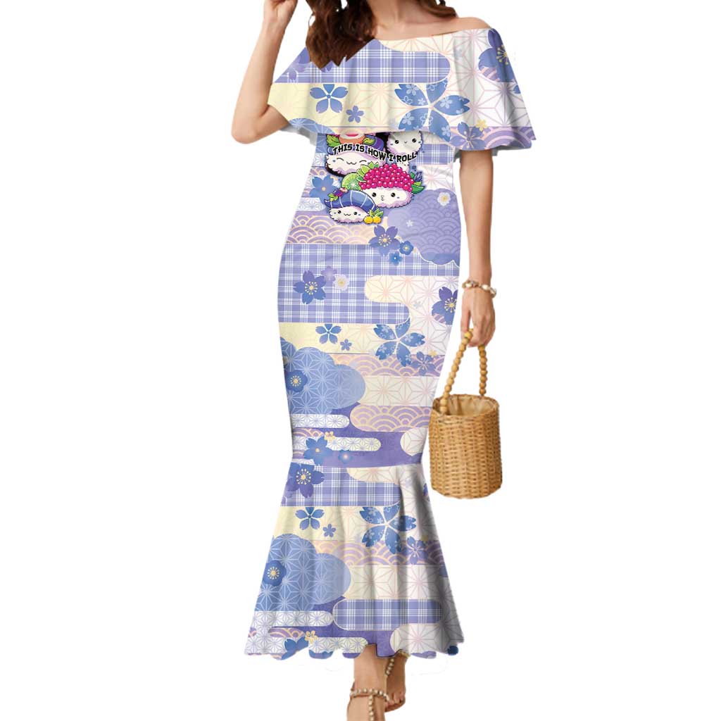 Personalized Japanese Kawaii Sushi Mermaid Dress Blue Wagara Palaka This Is How I Roll LT9 Women Blue - Polynesian Pride