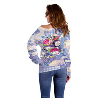 Personalized Japanese Kawaii Sushi Off Shoulder Sweater Blue Wagara Palaka This Is How I Roll LT9 - Polynesian Pride