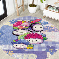 Japanese Kawaii Sushi Round Carpet Blue Wagara Palaka This Is How I Roll LT9 Blue - Polynesian Pride