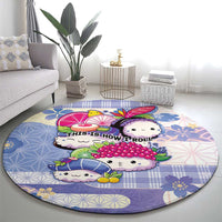 Japanese Kawaii Sushi Round Carpet Blue Wagara Palaka This Is How I Roll LT9 - Polynesian Pride