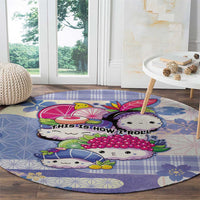 Japanese Kawaii Sushi Round Carpet Blue Wagara Palaka This Is How I Roll LT9 - Polynesian Pride
