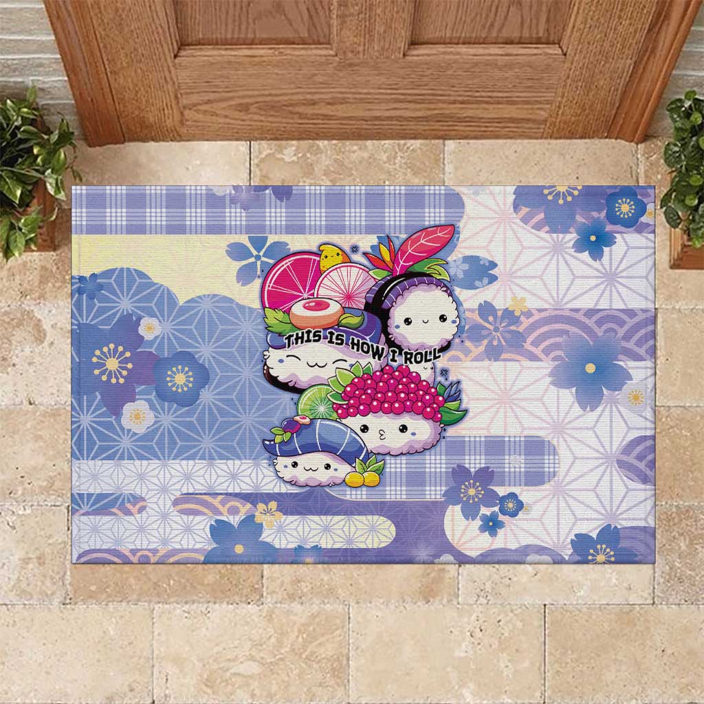 Japanese Kawaii Sushi Rubber Doormat Blue Wagara Palaka This Is How I Roll