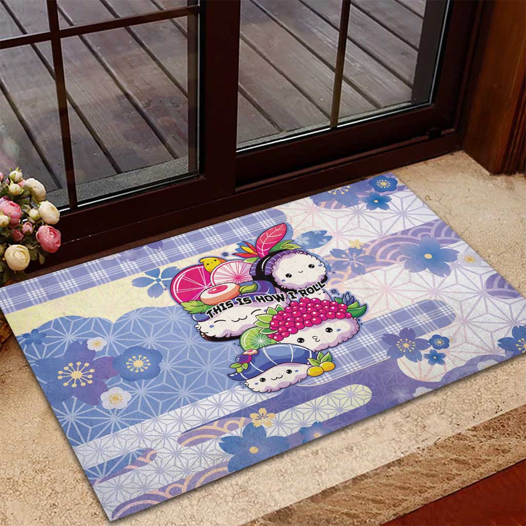 Japanese Kawaii Sushi Rubber Doormat Blue Wagara Palaka This Is How I Roll
