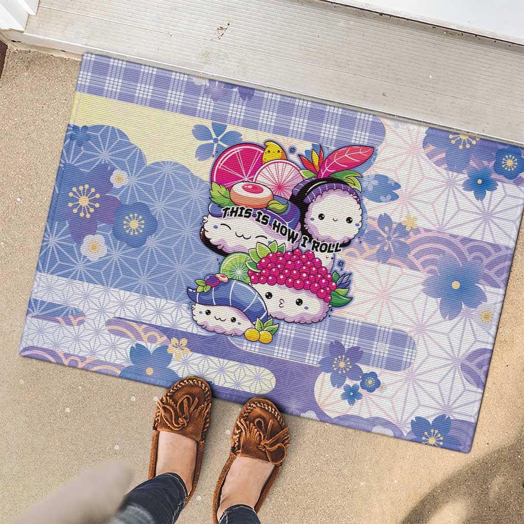 Japanese Kawaii Sushi Rubber Doormat Blue Wagara Palaka This Is How I Roll