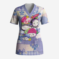 Personalized Japanese Kawaii Sushi Scrub Top Blue Wagara Palaka This Is How I Roll LT9 Adult Blue - Polynesian Pride