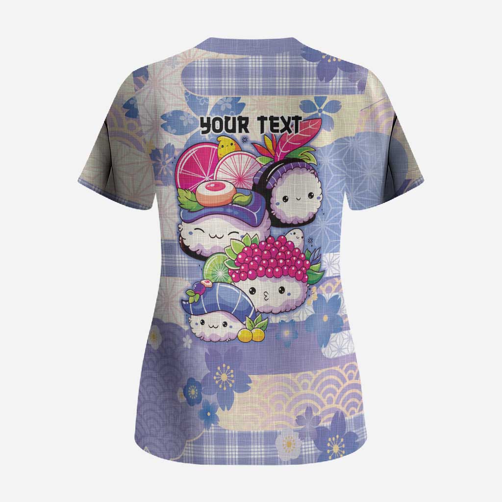 Personalized Japanese Kawaii Sushi Scrub Top Blue Wagara Palaka This Is How I Roll LT9 - Polynesian Pride