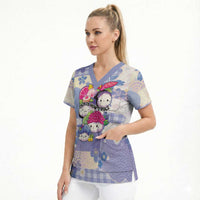 Personalized Japanese Kawaii Sushi Scrub Top Blue Wagara Palaka This Is How I Roll LT9 - Polynesian Pride