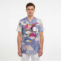 Personalized Japanese Kawaii Sushi Scrub Top Blue Wagara Palaka This Is How I Roll LT9 - Polynesian Pride