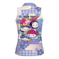 Personalized Japanese Kawaii Sushi Women Sleeveless Polo Shirt Blue Wagara Palaka This Is How I Roll LT9 - Polynesian Pride