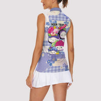 Personalized Japanese Kawaii Sushi Women Sleeveless Polo Shirt Blue Wagara Palaka This Is How I Roll LT9 - Polynesian Pride