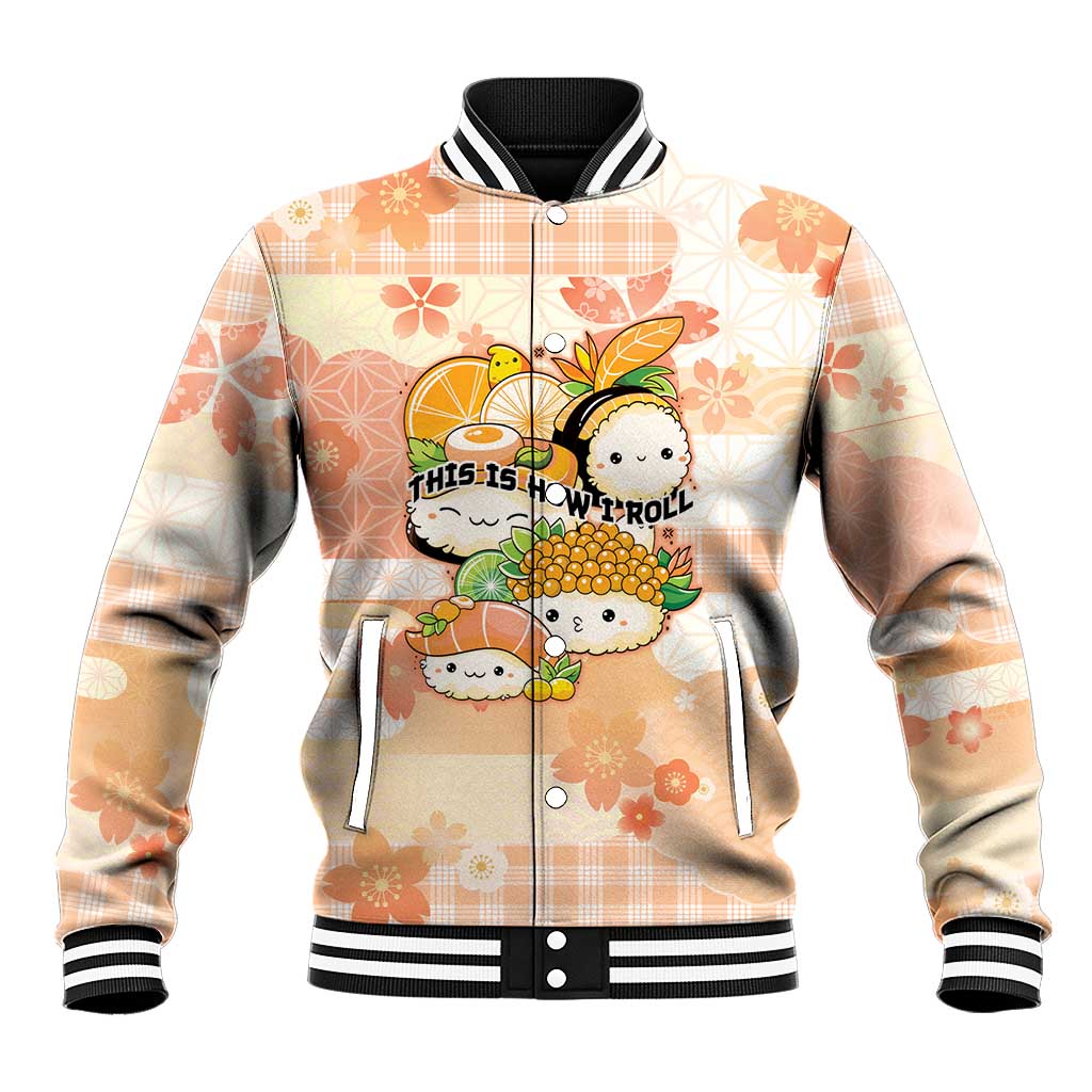 Personalized Japanese Kawaii Sushi Baseball Jacket Peach Wagara Palaka This Is How I Roll